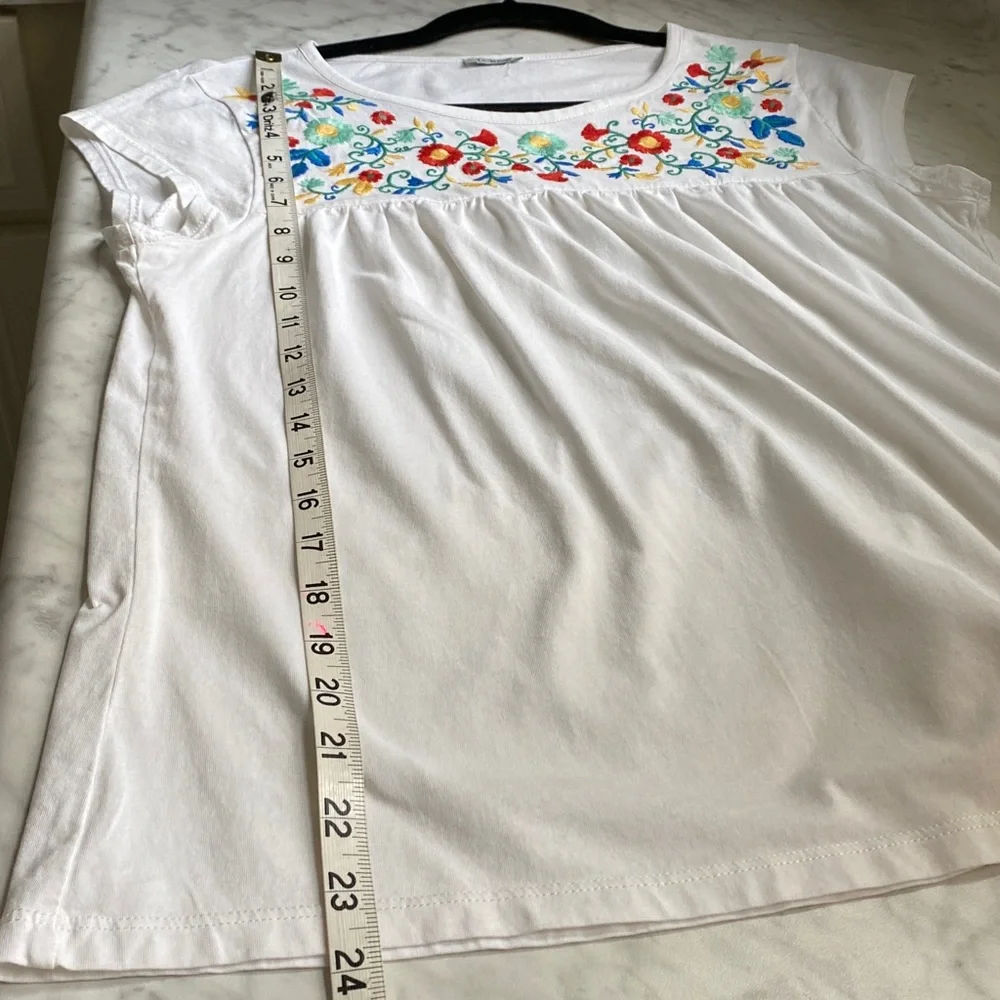 J.Crew Embroidered Boho Babydoll Peasant soft cotton smock type top size S/M